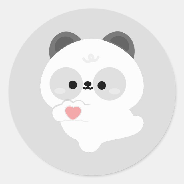 Cute Love Panda Classic Round Sticker (Front)
