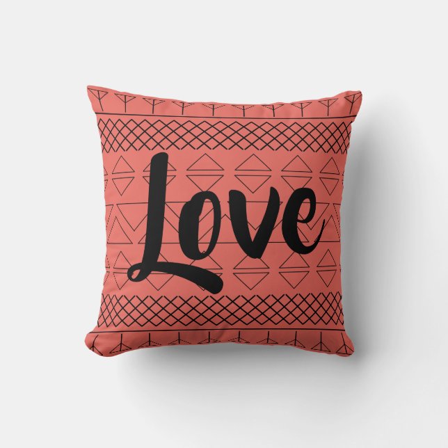 Cute Love Pattern Coral Throw Pillow (Front)