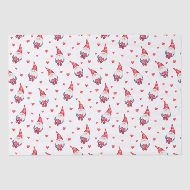 cute love pattern with gnomes and hearts  tissue paper (Front)