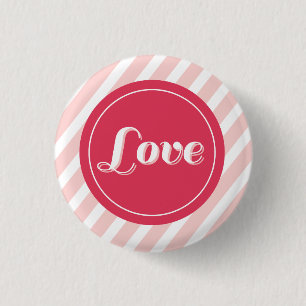 Cute Love Pink Stripes Valentine's Day Buttons