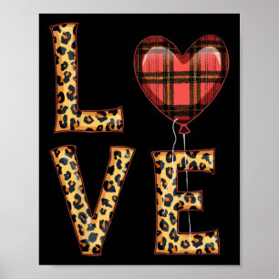 Cute Love Plaid Heart Leopard Valentine's Day Wome Poster