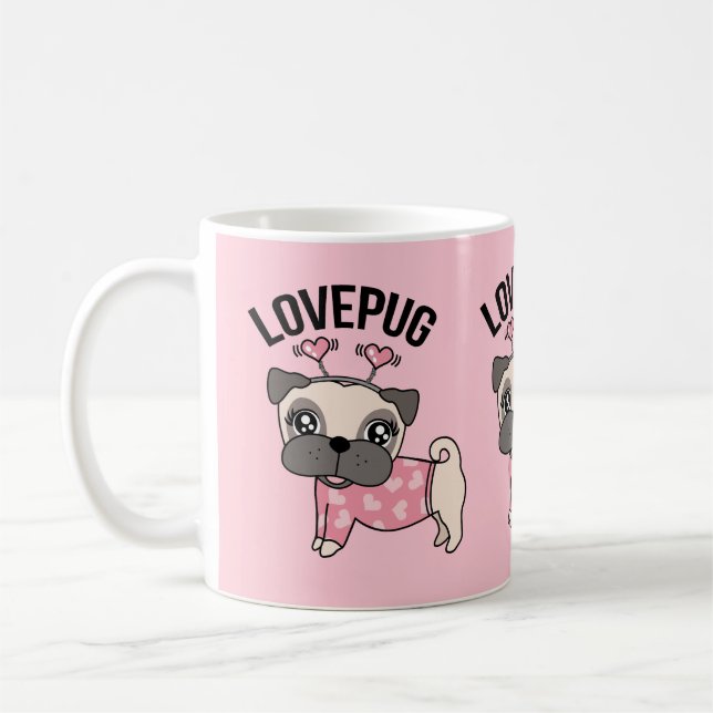 Cute Love Pug Pink Mug (Left)
