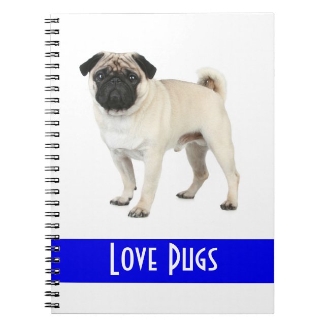Cute Love Pug Puppy Dog Notebook (Front)