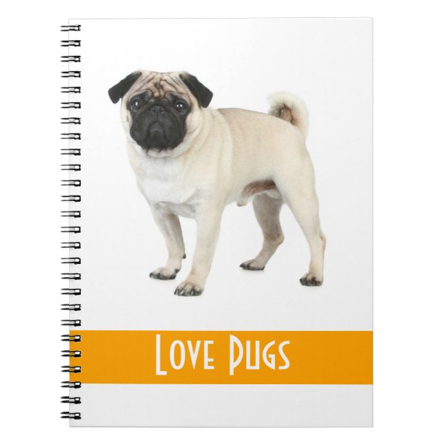 Cute Love Pug Puppy Dog Notebook (Front)