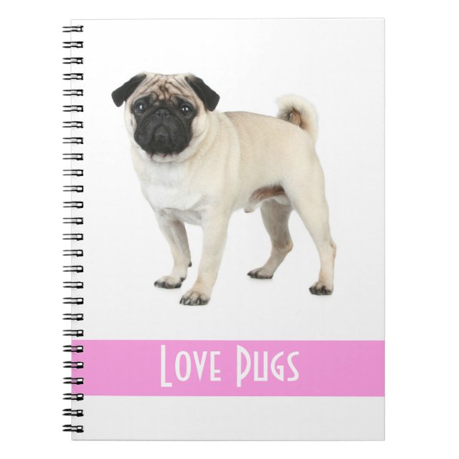 Cute Love Pug Puppy Dog Notebook (Front)