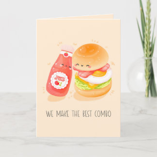 Cute Love pun greeting card, hamburger, food Letterpress Thank You Card