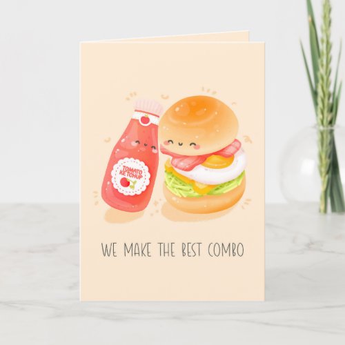 Cute Love pun greeting card hamburger food Thank You Card