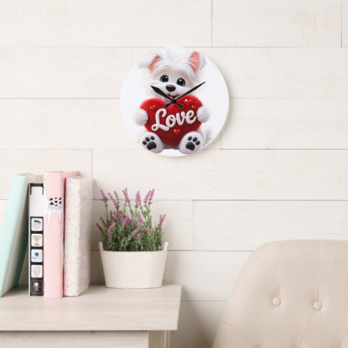 Cute Love Puppy Baby Desig Large Clock