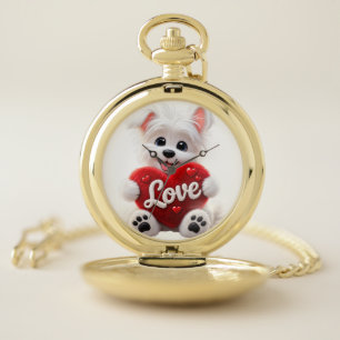 Cute Love Puppy Baby Desig Pocket Watch