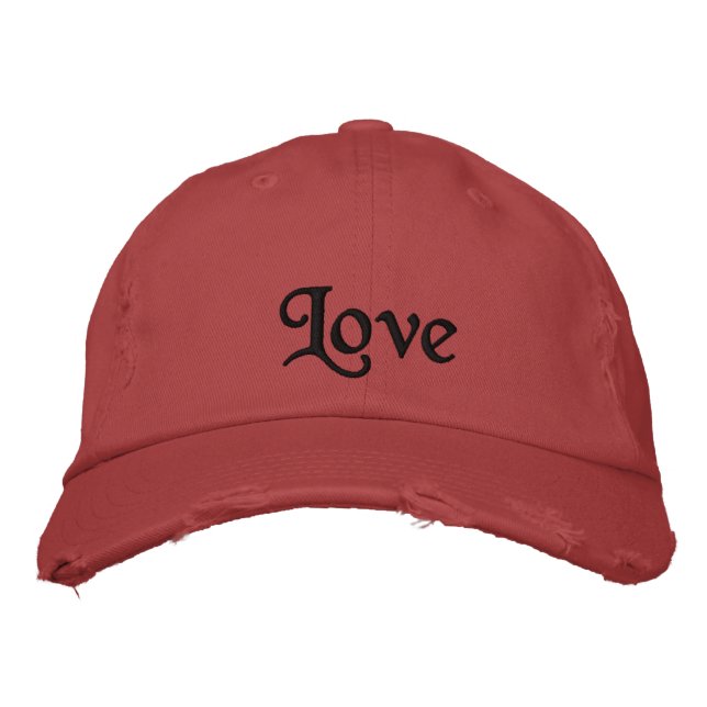 Cute Love Quote Black Red Personalized Romantic  Embroidered Baseball Cap (Front)