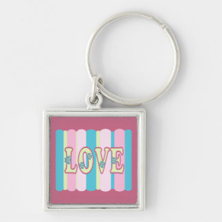 Cute Love Quote Pastel Pink Yellow Blue Design Keychain
