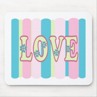 Cute Love Quote Pastel Pink Yellow Blue Design Mouse Pad