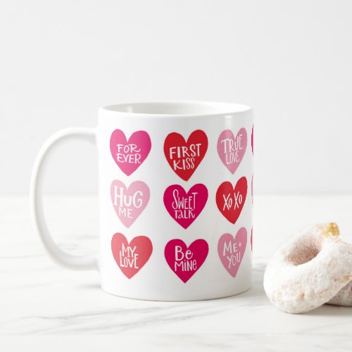 Cute Love Quotes on Hearts Happy Valentines Day Coffee Mug
