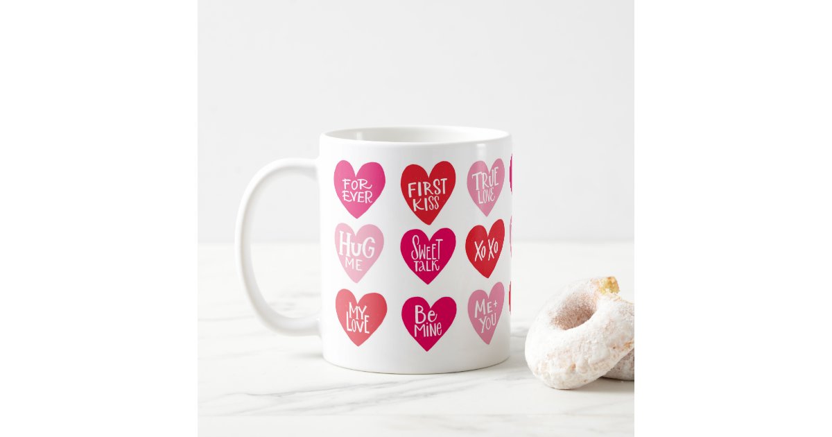 Cute Love Quotes on Hearts Happy Valentine's Day Coffee Mug