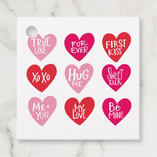 Cute Love Quotes on Hearts Happy Valentines Day Favor Tags