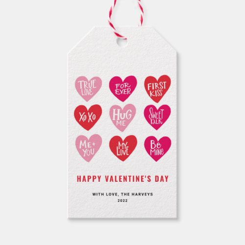 Cute Love Quotes on Hearts Happy Valentines Day Gift Tags