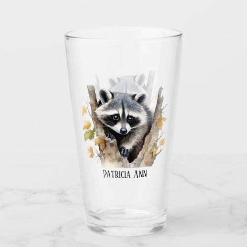 Cute love raccoons animals lovers add text glass