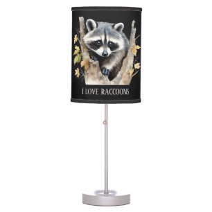 Cute love raccoons animals lovers add text table lamp