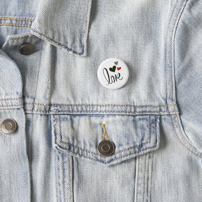 Cute Love Red/Black Hearts Valentine’s  Button (In Situ)