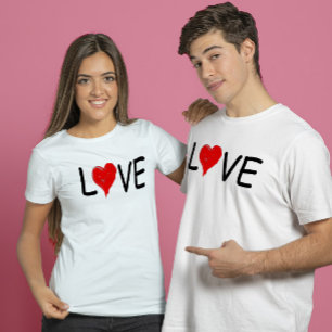 Cute Love red heart Sketch T-Shirt