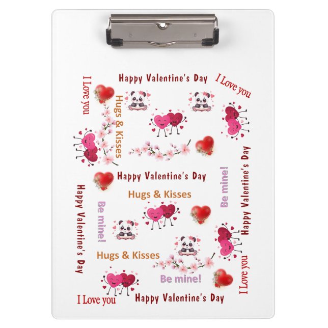 Cute Love Red Hearts Clipboard  (Front)