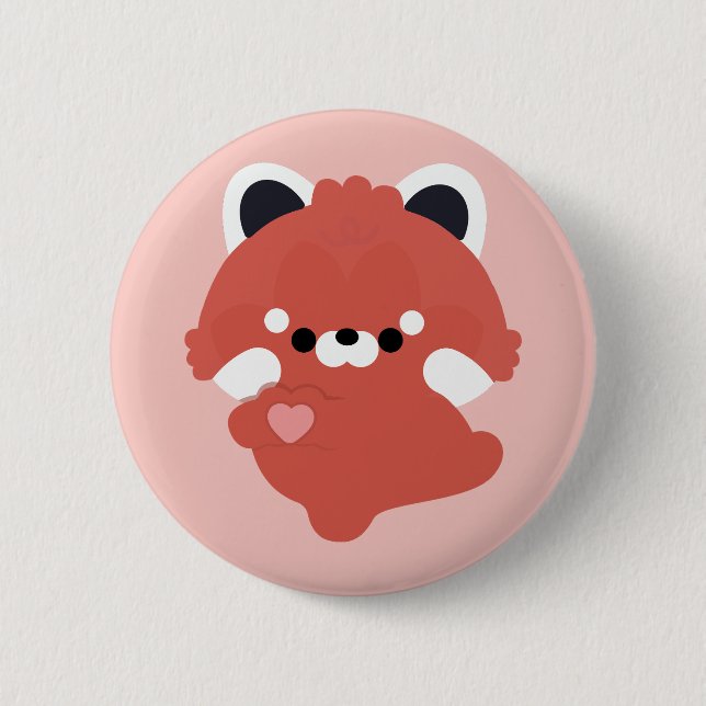 Cute Love Red Panda Button (Front)