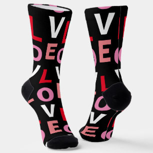 Cute Love Red Pink Black Valentines Day Socks