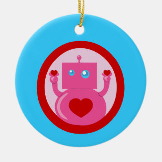 Cute Love Robot Ceramic Ornament