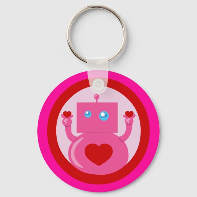 Cute Love Robot Keychain (Front)
