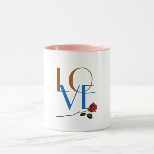 Cute Love Single Stem rose Valentines Day Pink Mug