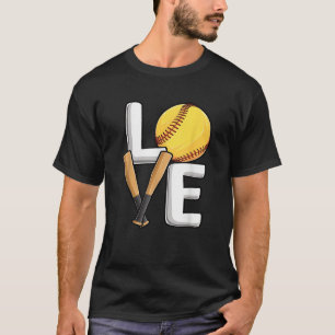 Cute Love Softball Player Women Girls Softball Lov T-Shirt
