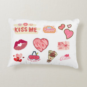 Cute Love Sticker Throw Pillow