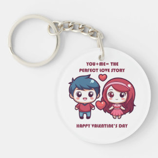 Cute Love Story for Valentine's Keychain