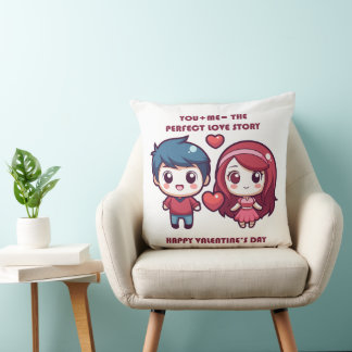 Cute Love Story for Valentine's Throw Pillow