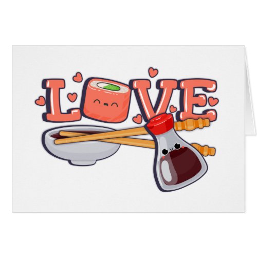 Cute Love Sushi Food Postcard