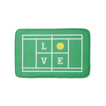 Cute LOVE tennis court bath mat for bathroom