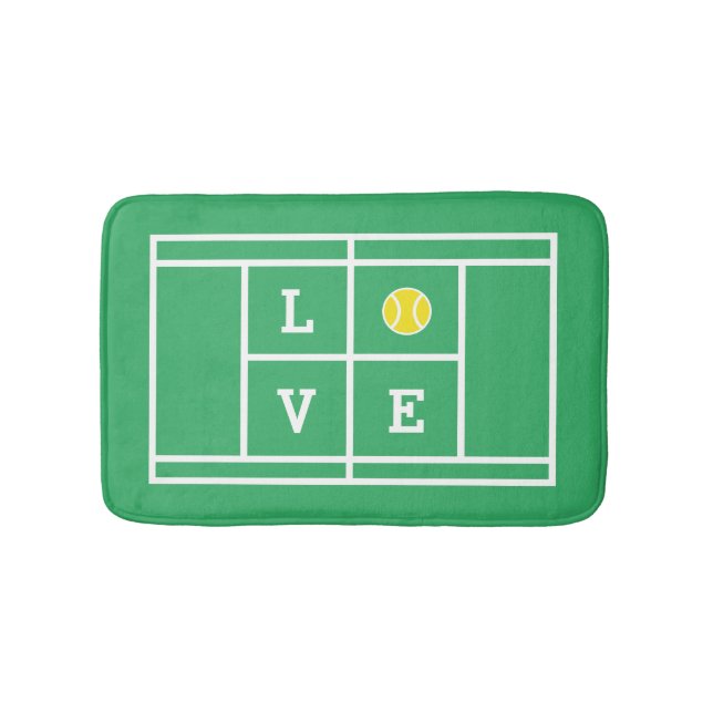Cute LOVE tennis court bath mat for bathroom (Front)