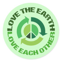 Cute Love The Earth Environmental Activist Classic Round Sticker
