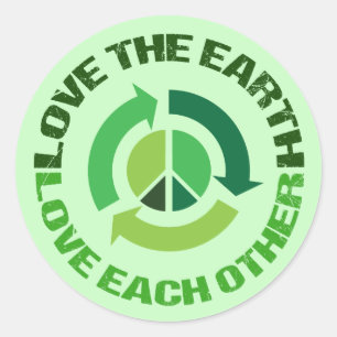 Cute Love The Earth Environmental Activist Classic Round Sticker