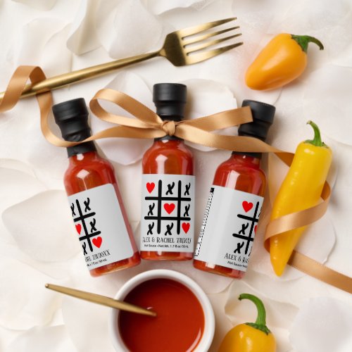 cute love tic tac toe add names date Wedding Hot Sauces