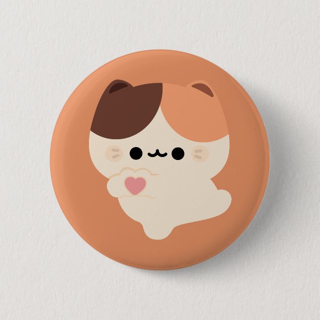 Cute Love Tortie Cat Button (Front)