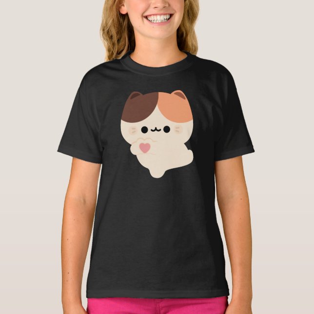 Cute Love Tortie Cat T-Shirt (Front)