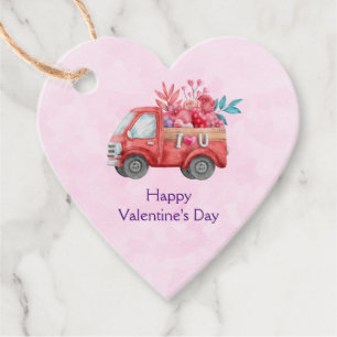 Cute Love Truck Carrying Valentine Goodies Favor Tags