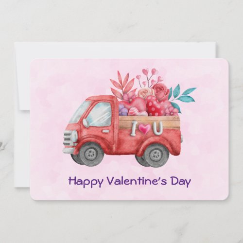 Cute Love Truck Carrying Valentine Goodies Holiday Card