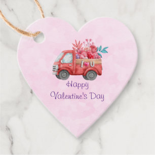 Cute Love truck on a Pink Background Favor Tags