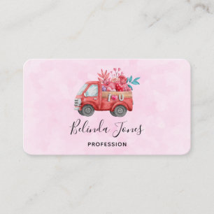 Cute Love truck on Pink Background Business Card