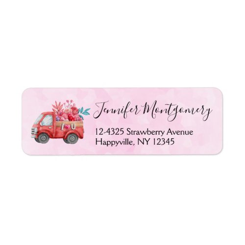 Cute Love truck on Pink Background Label