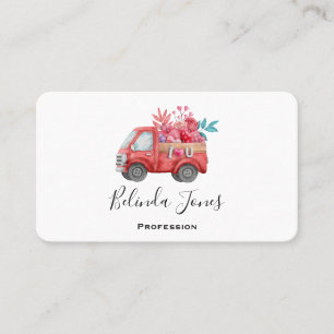 Cute Love Truck with Heart Cargo Watercolor Business Card
