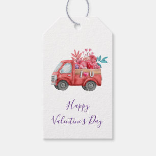 Cute Love Truck with Heart Cargo Watercolor Gift Tags