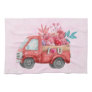 Cute Love Truck with Heart Cargo Watercolor Kitchen Towel